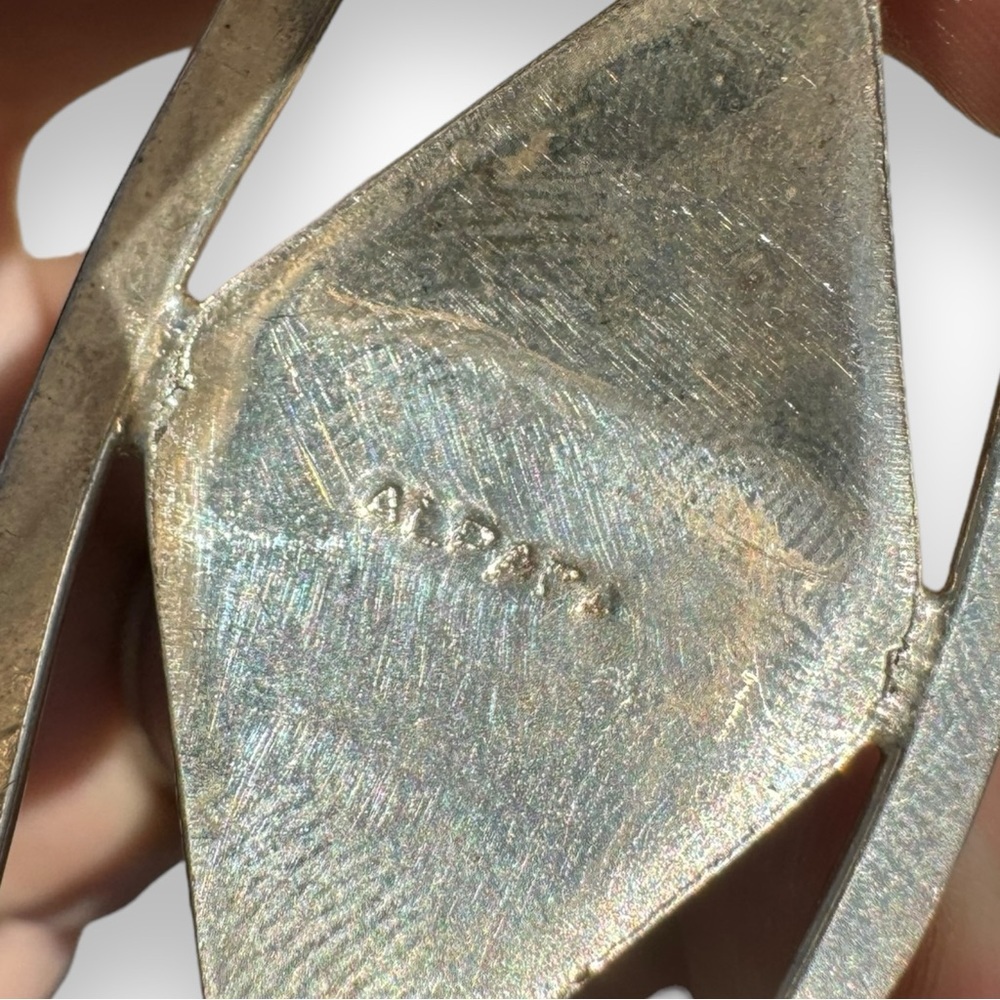 Vintage Alpaca Silver Black Onyx Abalone Shell Bracelet - Picture 5 of 5